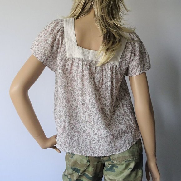NWT Lucky Brand Square Neck Flutter Top - Picture 3 of 3